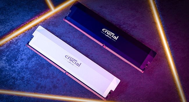 Crucial DDR5 Pro OC Gaming DRAM black and white modules