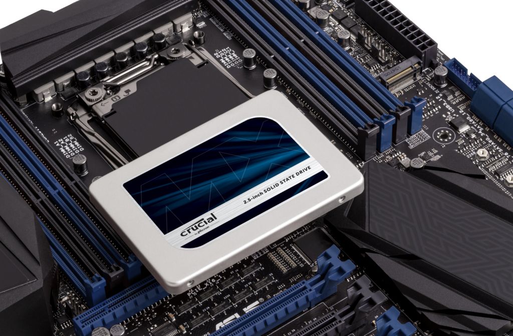 Crucial solid state drive and motherboard